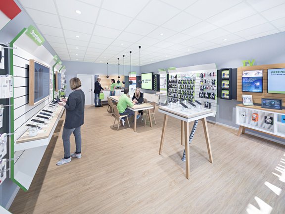 Shops für MobilCom Debitel umgesetzt mit der Unterstützung von Holtmann+, deutschlandweit 2010-2019.